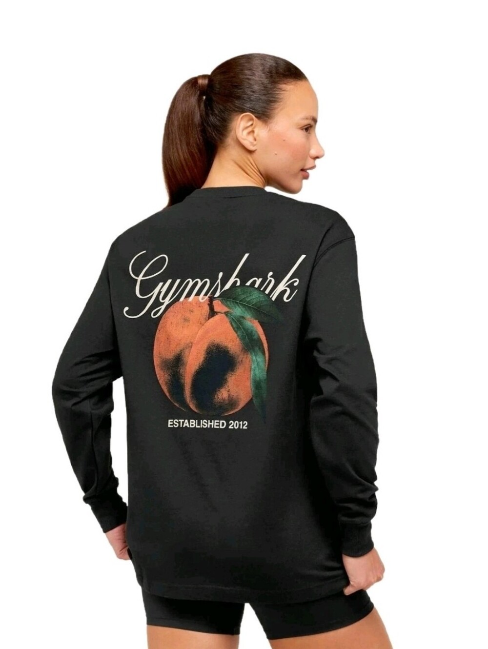 NEW Gymshark Juicy Peach Long Sleeve Shirt Black Size Medium Sold Out NWT